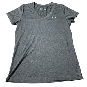 Under Armour HeatGear Loose Fit V-Neck Workout Tee - Heather Grey - Small